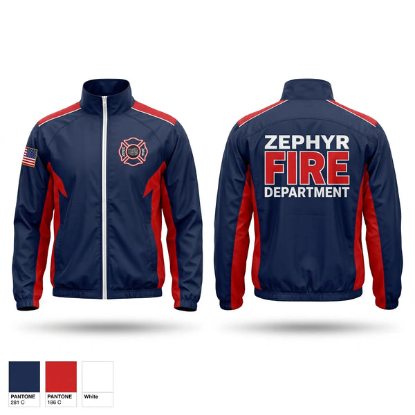 Windbreaker, Zephyr Volunteer Fire Department, Fire Department, Teamtime, Team time, sublimation, custom sports apparel, team uniforms, spirit wear, spiritwear, sports uniforms, custom shirts, team store, custom team store, fundraiser sports, apparel fundraiser