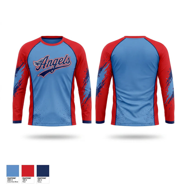 Long Sleeve Performance Shirt, Angels, Softball, Teamtime, Team time, sublimation, custom sports apparel, team uniforms, spirit wear, spiritwear, sports uniforms, custom shirts, team store, custom team store, fundraiser sports, apparel fundraiser