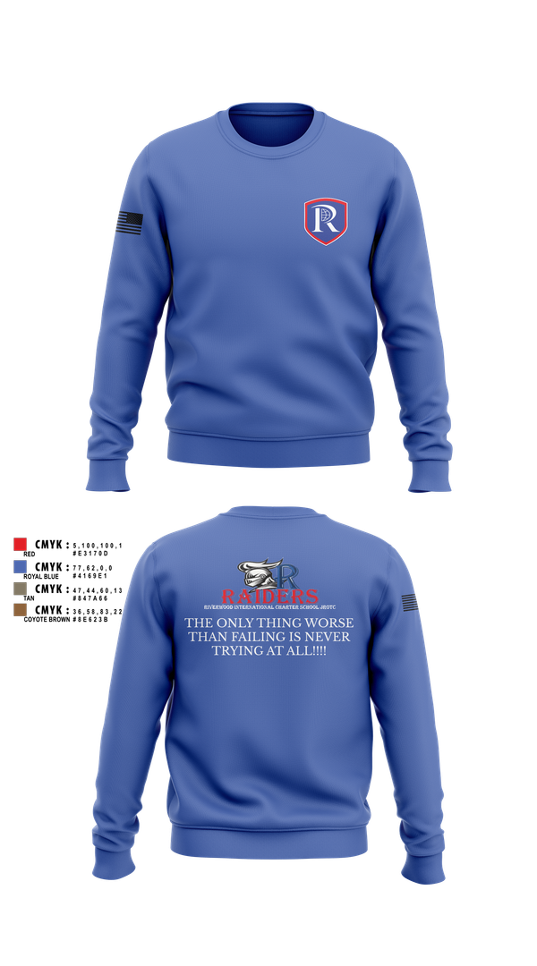 Crew Neck Sweatshirt, RICS Raiders, Army, Teamtime, Team time, sublimation, custom sports apparel, team uniforms, spirit wear, spiritwear, sports uniforms, custom shirts, team store, custom team store, fundraiser sports, apparel fundraiser