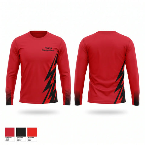 Long Sleeve Performance Shirt, Titans Basketball, Men's Basketball, Teamtime, Team time, sublimation, custom sports apparel, team uniforms, spirit wear, spiritwear, sports uniforms, custom shirts, team store, custom team store, fundraiser sports, apparel fundraiser