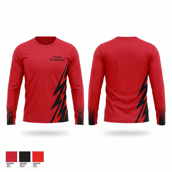 Long Sleeve Performance Shirt, Titans Basketball, Men's Basketball, Teamtime, Team time, sublimation, custom sports apparel, team uniforms, spirit wear, spiritwear, sports uniforms, custom shirts, team store, custom team store, fundraiser sports, apparel fundraiser