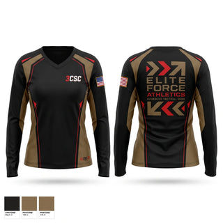 Womens Long Sleeve Vneck Shirt, 3CSC, Army, Teamtime, Team time, sublimation, custom sports apparel, team uniforms, spirit wear, spiritwear, sports uniforms, custom shirts, team store, custom team store, fundraiser sports, apparel fundraiser
