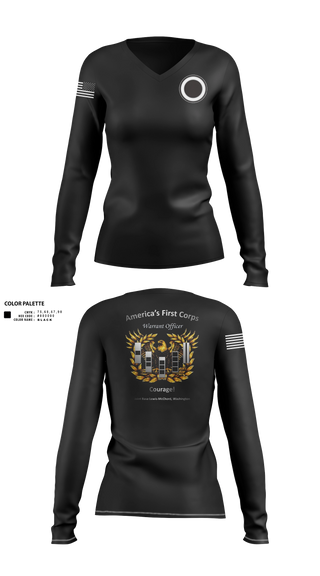 Womens Long Sleeve Vneck Shirt, I Corps HHBN, Army, Teamtime, Team time, sublimation, custom sports apparel, team uniforms, spirit wear, spiritwear, sports uniforms, custom shirts, team store, custom team store, fundraiser sports, apparel fundraiser