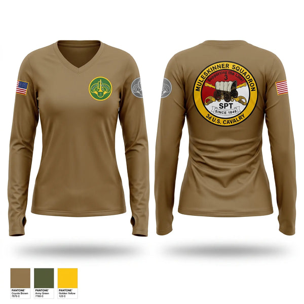 Womens Long Sleeve Vneck Shirt, 3rd Cavalry Regiment, Army, Teamtime, Team time, sublimation, custom sports apparel, team uniforms, spirit wear, spiritwear, sports uniforms, custom shirts, team store, custom team store, fundraiser sports, apparel fundraiser