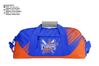Duffle Bag, Mountain State Chaos, Softball, Teamtime, Team time, sublimation, custom sports apparel, team uniforms, spirit wear, spiritwear, sports uniforms, custom shirts, team store, custom team store, fundraiser sports, apparel fundraiser