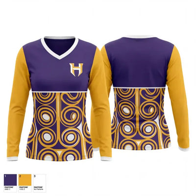 Hampton Hornets 52887171 Women's Long Sleeve V-neck Shirt - 1