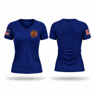 Womens Short Sleeve Vneck Shirt, Klawock VFD, Fire Department, Teamtime, Team time, sublimation, custom sports apparel, team uniforms, spirit wear, spiritwear, sports uniforms, custom shirts, team store, custom team store, fundraiser sports, apparel fundraiser
