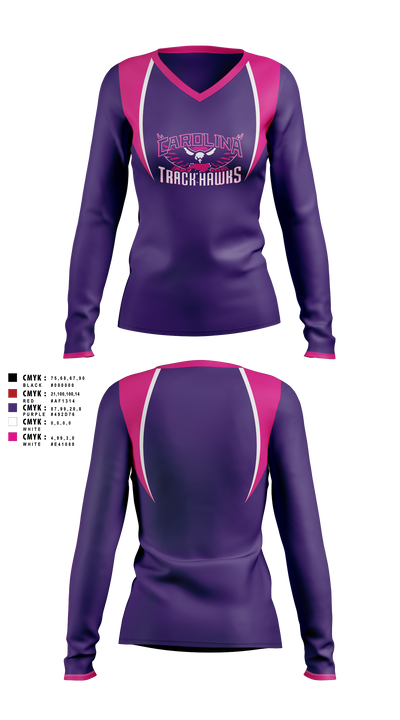 Carolina Track Hawks Women's Long Sleeve V-neck Shirt - 2