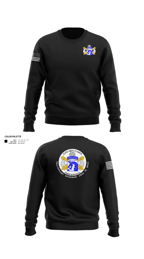 Crew Neck Sweatshirt, XVIII Airborne Corps G34 FIRES, Army, Teamtime, Team time, sublimation, custom sports apparel, team uniforms, spirit wear, spiritwear, sports uniforms, custom shirts, team store, custom team store, fundraiser sports, apparel fundraiser