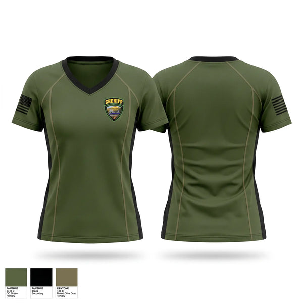 Womens Short Sleeve Vneck Shirt, Cleburne County Sheriff's Office, Police, Teamtime, Team time, sublimation, custom sports apparel, team uniforms, spirit wear, spiritwear, sports uniforms, custom shirts, team store, custom team store, fundraiser sports, apparel fundraiser