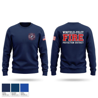 Crew Neck Sweatshirt, Winfield foley fire protection district, Fire Department, Teamtime, Team time, sublimation, custom sports apparel, team uniforms, spirit wear, spiritwear, sports uniforms, custom shirts, team store, custom team store, fundraiser sports, apparel fundraiser