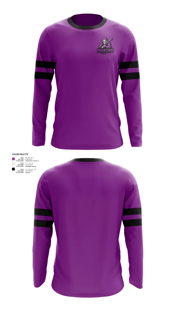 Long Sleeve Performance Shirt, Clarksville Phantoms, Baseball, Teamtime, Team time, sublimation, custom sports apparel, team uniforms, spirit wear, spiritwear, sports uniforms, custom shirts, team store, custom team store, fundraiser sports, apparel fundraiser
