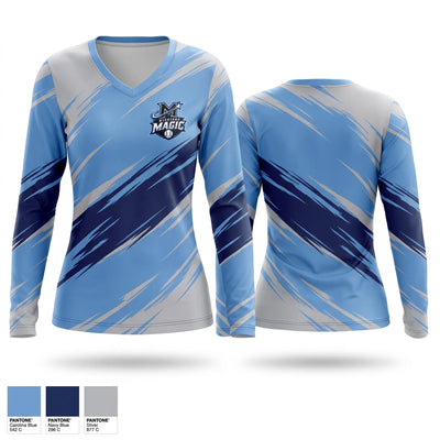 Michiana Magic Baseball Club Women's Long Sleeve V-neck Shirt - 1