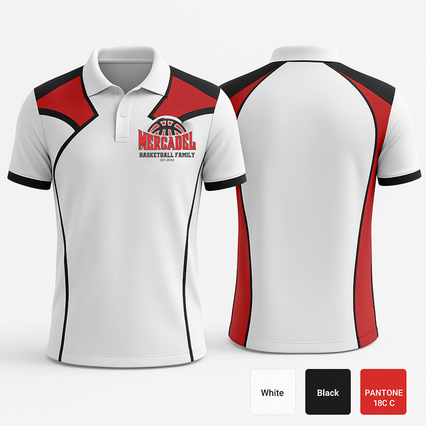 Short Sleeve Performance Polo, Mercadel Basketball, Men's Basketball, Teamtime, Team time, sublimation, custom sports apparel, team uniforms, spirit wear, spiritwear, sports uniforms, custom shirts, team store, custom team store, fundraiser sports, apparel fundraiser