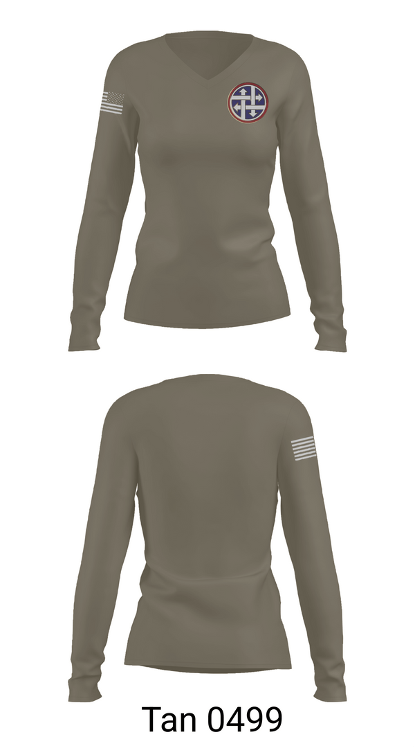 Womens Long Sleeve Vneck Shirt, 900TH Quartermaster Company, Army, Teamtime, Team time, sublimation, custom sports apparel, team uniforms, spirit wear, spiritwear, sports uniforms, custom shirts, team store, custom team store, fundraiser sports, apparel fundraiser