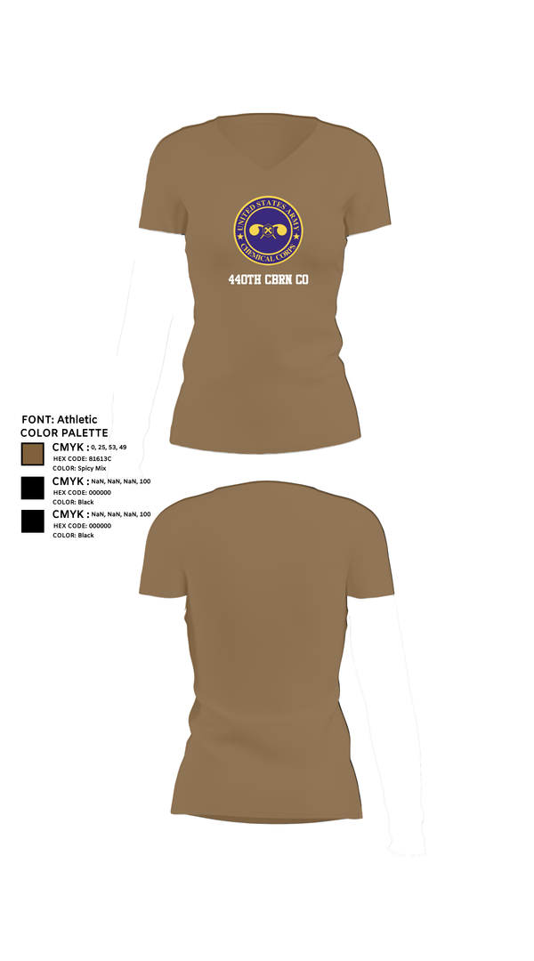 Womens Short Sleeve Vneck Shirt, 440th CBRN CO, , Teamtime, Team time, sublimation, custom sports apparel, team uniforms, spirit wear, spiritwear, sports uniforms, custom shirts, team store, custom team store, fundraiser sports, apparel fundraiser