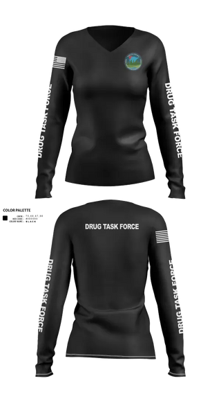 Womens Long Sleeve Vneck Shirt, Pine to Prairie Drug Task Force, Police, Teamtime, Team time, sublimation, custom sports apparel, team uniforms, spirit wear, spiritwear, sports uniforms, custom shirts, team store, custom team store, fundraiser sports, apparel fundraiser