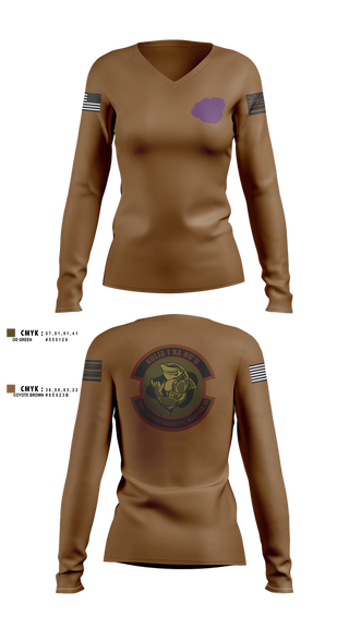 Womens Long Sleeve Vneck Shirt, 150th Electromagnetic Warfare Squadron, , Teamtime, Team time, sublimation, custom sports apparel, team uniforms, spirit wear, spiritwear, sports uniforms, custom shirts, team store, custom team store, fundraiser sports, apparel fundraiser