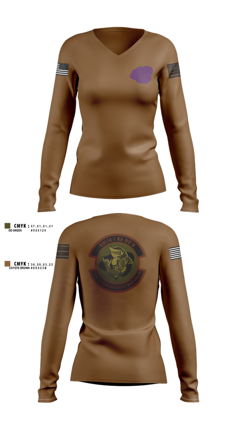 Womens Long Sleeve Vneck Shirt, 150th Electromagnetic Warfare Squadron, , Teamtime, Team time, sublimation, custom sports apparel, team uniforms, spirit wear, spiritwear, sports uniforms, custom shirts, team store, custom team store, fundraiser sports, apparel fundraiser