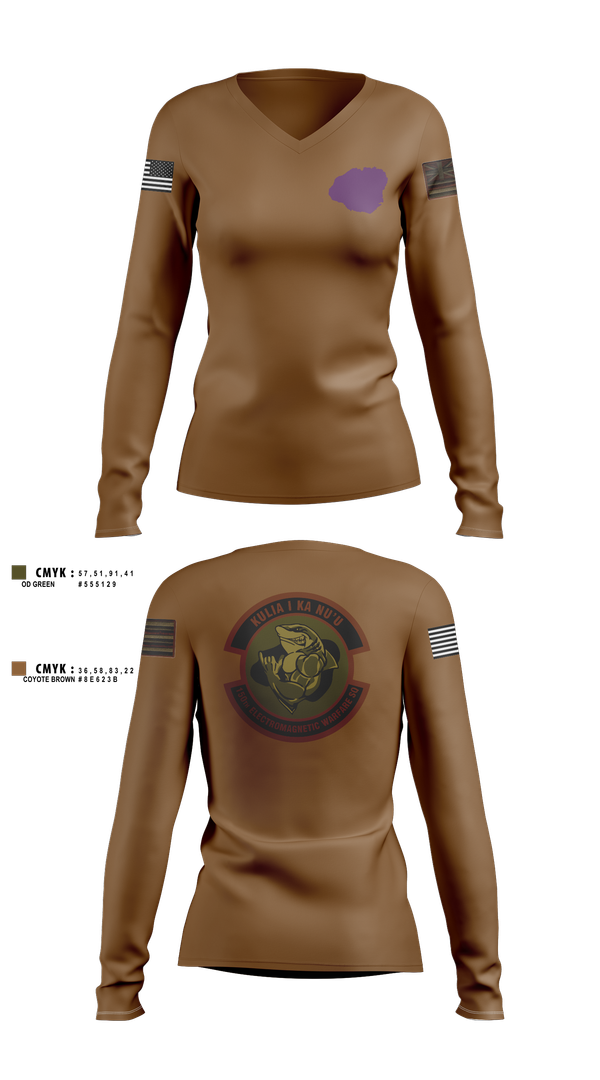 Womens Long Sleeve Vneck Shirt, 150th Electromagnetic Warfare Squadron, , Teamtime, Team time, sublimation, custom sports apparel, team uniforms, spirit wear, spiritwear, sports uniforms, custom shirts, team store, custom team store, fundraiser sports, apparel fundraiser