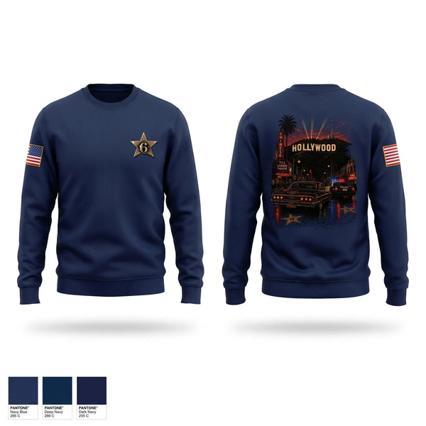 Crew Neck Sweatshirt, HOLLYWOOD, Police, Teamtime, Team time, sublimation, custom sports apparel, team uniforms, spirit wear, spiritwear, sports uniforms, custom shirts, team store, custom team store, fundraiser sports, apparel fundraiser