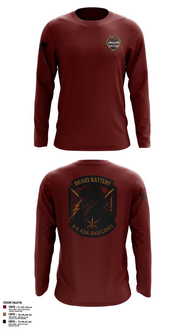 Long Sleeve Performance Shirt, Bravo 3-6 ADA, Army, Teamtime, Team time, sublimation, custom sports apparel, team uniforms, spirit wear, spiritwear, sports uniforms, custom shirts, team store, custom team store, fundraiser sports, apparel fundraiser