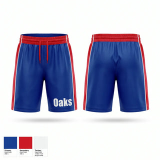 Mens Reversible Basketball Shorts, Oaks, Women's Basketball, Teamtime, Team time, sublimation, custom sports apparel, team uniforms, spirit wear, spiritwear, sports uniforms, custom shirts, team store, custom team store, fundraiser sports, apparel fundraiser