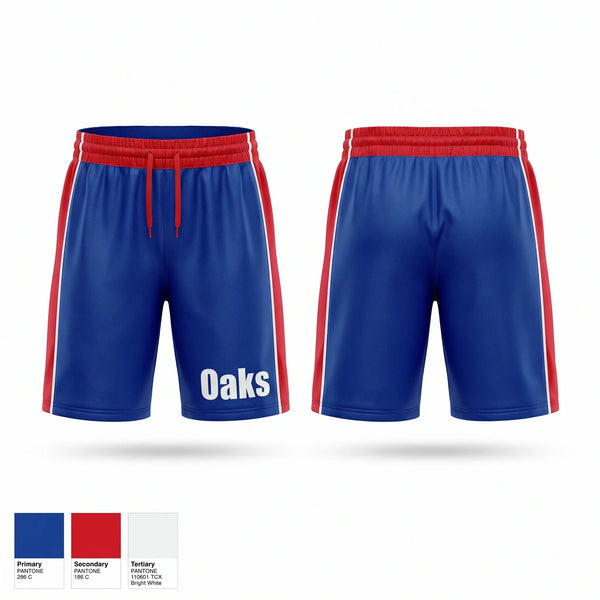 Mens Reversible Basketball Shorts, Oaks, Women's Basketball, Teamtime, Team time, sublimation, custom sports apparel, team uniforms, spirit wear, spiritwear, sports uniforms, custom shirts, team store, custom team store, fundraiser sports, apparel fundraiser