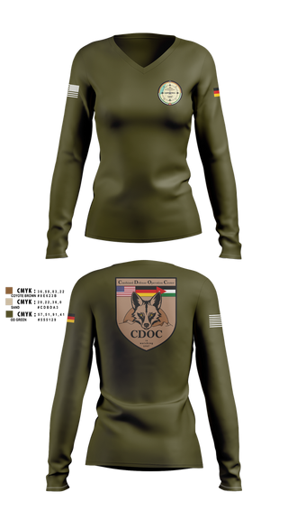 Womens Long Sleeve Vneck Shirt, DEU EinsKtgt CD/CBI, , Teamtime, Team time, sublimation, custom sports apparel, team uniforms, spirit wear, spiritwear, sports uniforms, custom shirts, team store, custom team store, fundraiser sports, apparel fundraiser