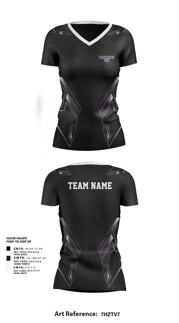Womens Short Sleeve Vneck Shirt, Wrangler VBC, Women's Volleyball, Teamtime, Team time, sublimation, custom sports apparel, team uniforms, spirit wear, spiritwear, sports uniforms, custom shirts, team store, custom team store, fundraiser sports, apparel fundraiser