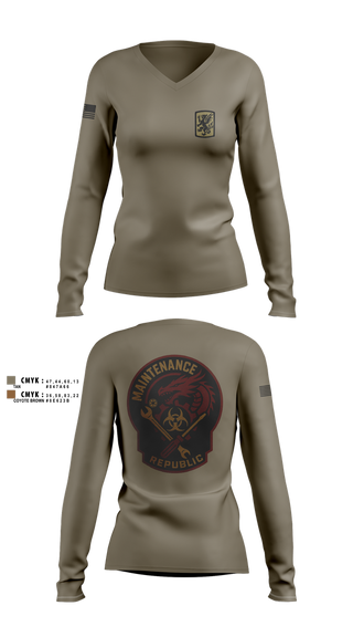 Womens Long Sleeve Vneck Shirt, 411Th CBRN, Army, Teamtime, Team time, sublimation, custom sports apparel, team uniforms, spirit wear, spiritwear, sports uniforms, custom shirts, team store, custom team store, fundraiser sports, apparel fundraiser