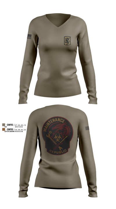 411Th CBRN 48851239 Women's Long Sleeve V-neck Shirt - 1