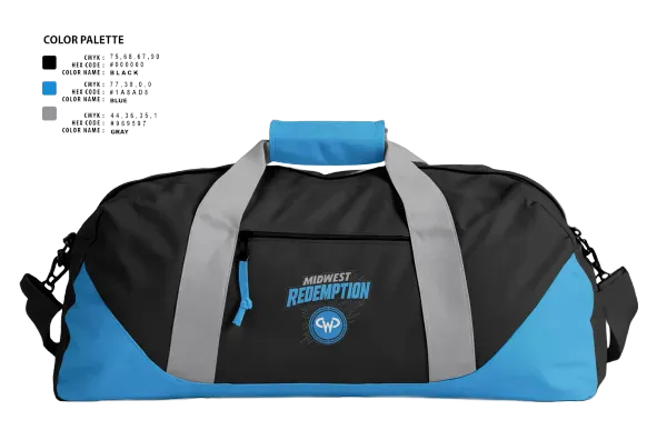 Duffle Bag, Midwest Redemption, Spirit Store, Teamtime, Team time, sublimation, custom sports apparel, team uniforms, spirit wear, spiritwear, sports uniforms, custom shirts, team store, custom team store, fundraiser sports, apparel fundraiser