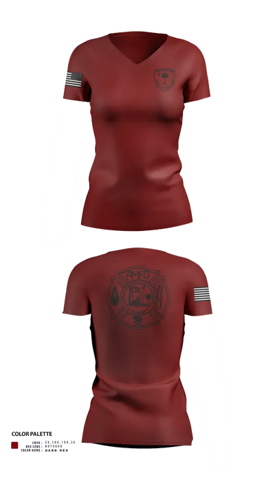 Awendaw Fire SRT 67417980 Women's Short Sleeve V-neck Shirt - 21