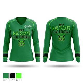 Womens Long Sleeve Vneck Shirt, Walter Johnson High School Wildcats, , Teamtime, Team time, sublimation, custom sports apparel, team uniforms, spirit wear, spiritwear, sports uniforms, custom shirts, team store, custom team store, fundraiser sports, apparel fundraiser