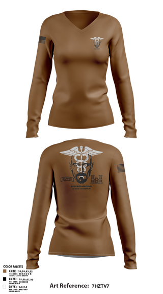 Womens Long Sleeve Vneck Shirt, Heisenberg’s, Army, Teamtime, Team time, sublimation, custom sports apparel, team uniforms, spirit wear, spiritwear, sports uniforms, custom shirts, team store, custom team store, fundraiser sports, apparel fundraiser