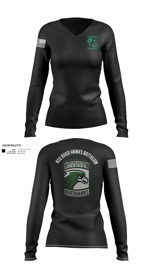 Womens Long Sleeve Vneck Shirt, River Hawks, Army, Teamtime, Team time, sublimation, custom sports apparel, team uniforms, spirit wear, spiritwear, sports uniforms, custom shirts, team store, custom team store, fundraiser sports, apparel fundraiser