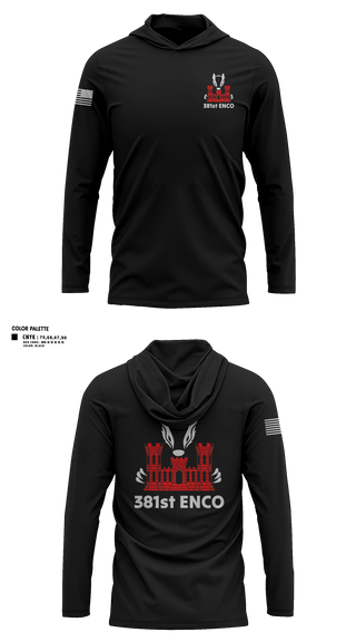 Long Sleeve Hooded Sun Shirt, 381 EN CO, Army, Teamtime, Team time, sublimation, custom sports apparel, team uniforms, spirit wear, spiritwear, sports uniforms, custom shirts, team store, custom team store, fundraiser sports, apparel fundraiser