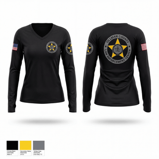 Womens Long Sleeve Vneck Shirt, Tillman County Law Enforcement Center, Police, Teamtime, Team time, sublimation, custom sports apparel, team uniforms, spirit wear, spiritwear, sports uniforms, custom shirts, team store, custom team store, fundraiser sports, apparel fundraiser