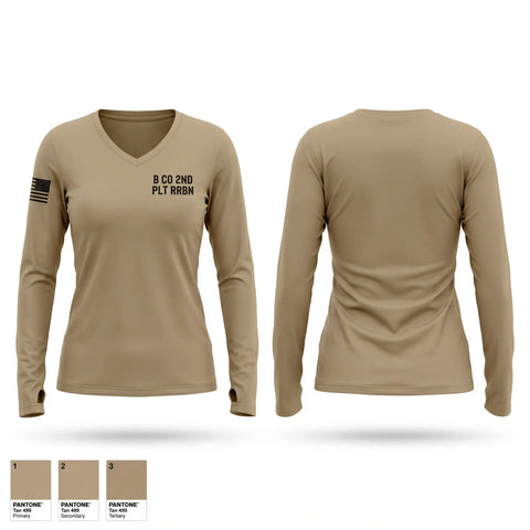 Womens Long Sleeve Vneck Shirt, B CO 2ND PLT RRBN, National Guard, Teamtime, Team time, sublimation, custom sports apparel, team uniforms, spirit wear, spiritwear, sports uniforms, custom shirts, team store, custom team store, fundraiser sports, apparel fundraiser