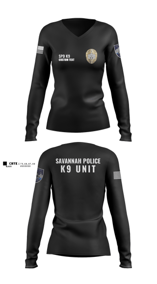 Womens Long Sleeve Vneck Shirt, SPD K9, Police, Teamtime, Team time, sublimation, custom sports apparel, team uniforms, spirit wear, spiritwear, sports uniforms, custom shirts, team store, custom team store, fundraiser sports, apparel fundraiser