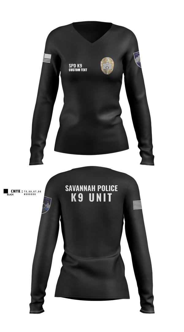 Womens Long Sleeve Vneck Shirt, SPD K9, Police, Teamtime, Team time, sublimation, custom sports apparel, team uniforms, spirit wear, spiritwear, sports uniforms, custom shirts, team store, custom team store, fundraiser sports, apparel fundraiser