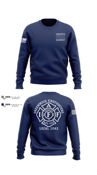 Crew Neck Sweatshirt, Greenwich Fire Local 1042, Fire Department, Teamtime, Team time, sublimation, custom sports apparel, team uniforms, spirit wear, spiritwear, sports uniforms, custom shirts, team store, custom team store, fundraiser sports, apparel fundraiser