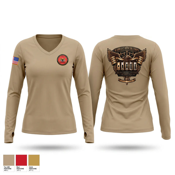 Womens Long Sleeve Vneck Shirt, Warrant Officer Store, Army, Teamtime, Team time, sublimation, custom sports apparel, team uniforms, spirit wear, spiritwear, sports uniforms, custom shirts, team store, custom team store, fundraiser sports, apparel fundraiser