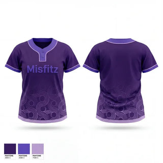 Two Button Softball Jersey, Misfitz, Softball, Teamtime, Team time, sublimation, custom sports apparel, team uniforms, spirit wear, spiritwear, sports uniforms, custom shirts, team store, custom team store, fundraiser sports, apparel fundraiser