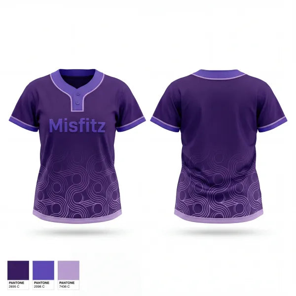 Two Button Softball Jersey, Misfitz, Softball, Teamtime, Team time, sublimation, custom sports apparel, team uniforms, spirit wear, spiritwear, sports uniforms, custom shirts, team store, custom team store, fundraiser sports, apparel fundraiser