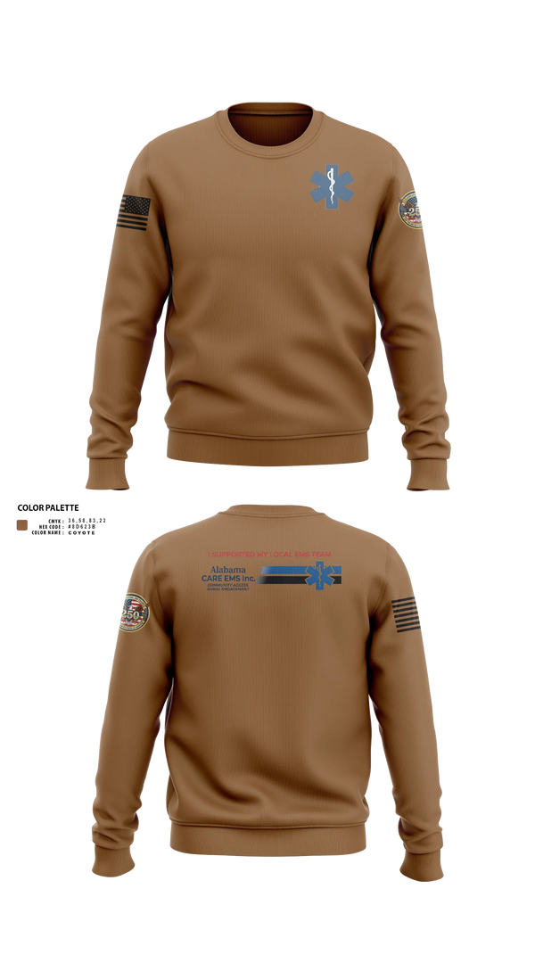 Crew Neck Sweatshirt, Alabama CARE EMS Inc., EMS/EMT, Teamtime, Team time, sublimation, custom sports apparel, team uniforms, spirit wear, spiritwear, sports uniforms, custom shirts, team store, custom team store, fundraiser sports, apparel fundraiser