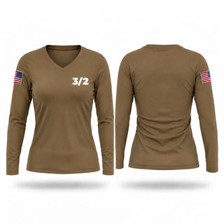 Womens Long Sleeve Vneck Shirt, 3/2, Army, Teamtime, Team time, sublimation, custom sports apparel, team uniforms, spirit wear, spiritwear, sports uniforms, custom shirts, team store, custom team store, fundraiser sports, apparel fundraiser