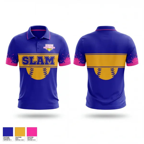 Short Sleeve Performance Polo, Slam, Softball, Teamtime, Team time, sublimation, custom sports apparel, team uniforms, spirit wear, spiritwear, sports uniforms, custom shirts, team store, custom team store, fundraiser sports, apparel fundraiser