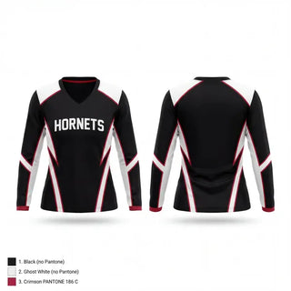 Womens Long Sleeve Vneck Shirt, Hornets, , Teamtime, Team time, sublimation, custom sports apparel, team uniforms, spirit wear, spiritwear, sports uniforms, custom shirts, team store, custom team store, fundraiser sports, apparel fundraiser